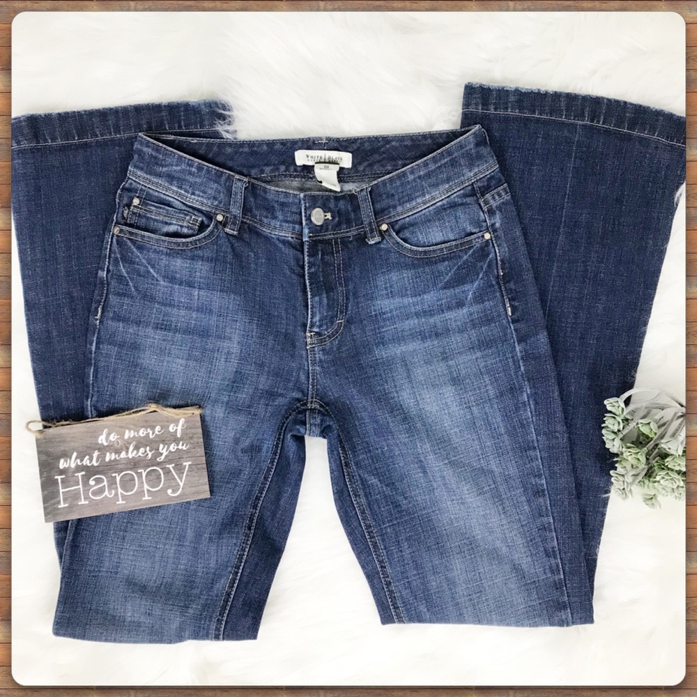 WHBM Blanc Flare leg jeans “Love Life” size 0